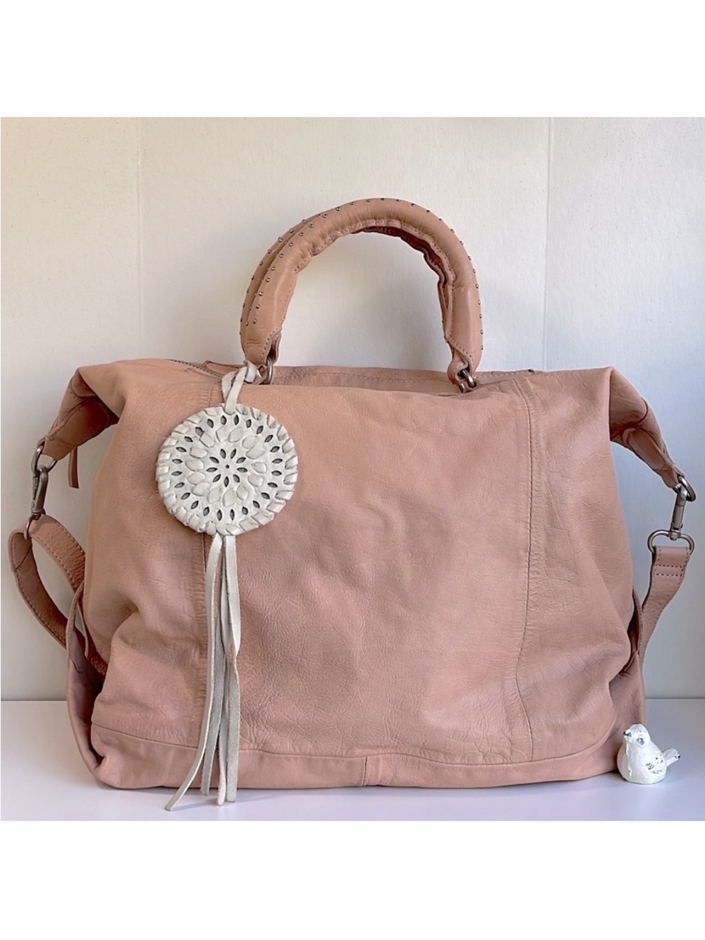 Free People Slouchy Distressed Leather Tote Bag